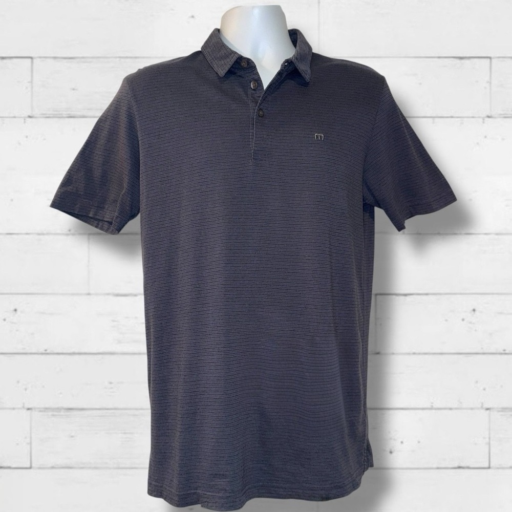 Travis Mathew Men’s Polo Shirt Size M-Pima Cotton Polyester Blend, Gray Textured